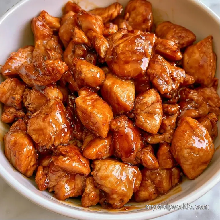 Polished white plate featuring glazed chicken pieces, bright green snap peas, and a sprinkle of toasted sesame seeds.