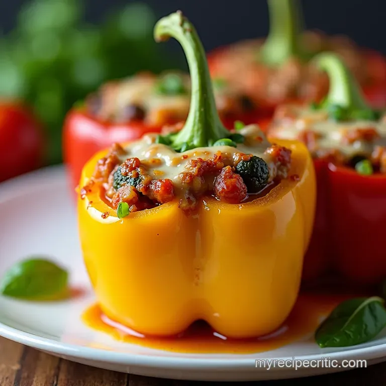 Rainbow Veggie Quinoa Stuffed Peppers Mediterranean Style