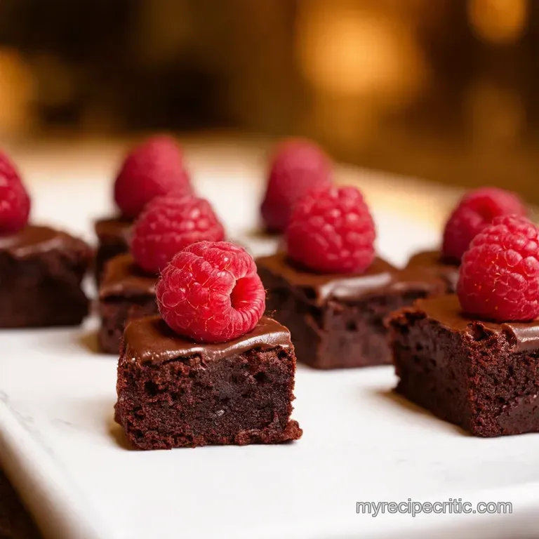 Raspberry Ganache Brownie Bites presentation
