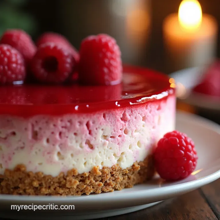 Raspberry Ripple Dream Cheesecake presentation
