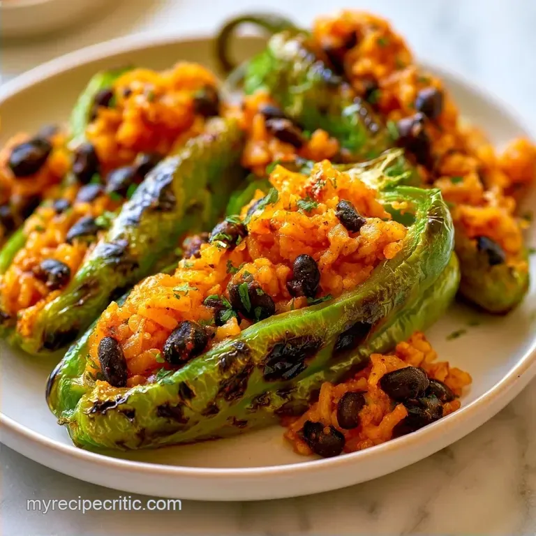 Rice Bean Anaheim Peppers with Black Beans