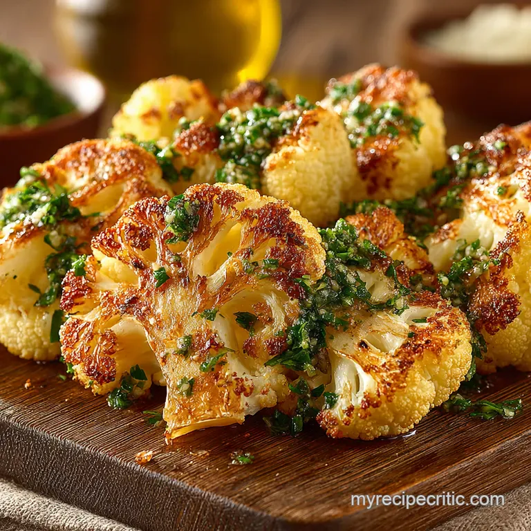 Roasted Cauliflower with Lemonherb Gremolata presentation