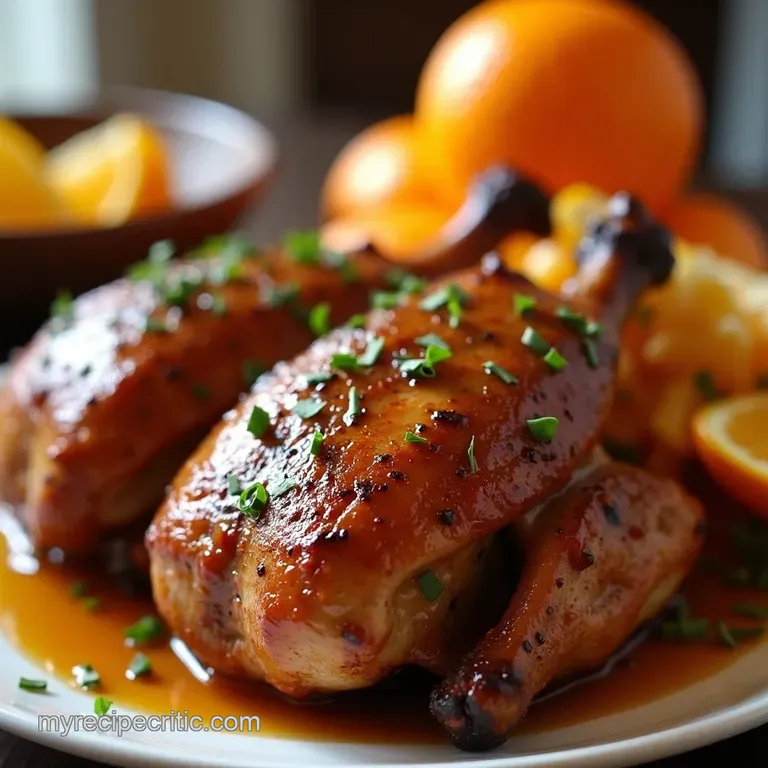 Roasted Duck with Zesty Orange Glaze presentation