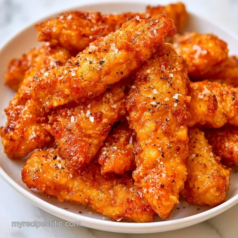 Golden fried chicken pieces neatly piled with sliced red chilies and scallions on a minimalist matte black dish.