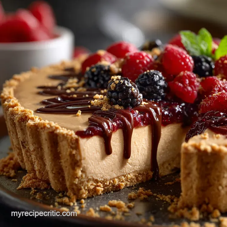 NoBake Peanut Butter and Jelly Pie with Salty Pretzel Crust