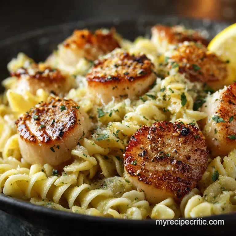 Scallops and Pasta with Lemon Garlic Linguine 30Minute Elegant Dinner presentation