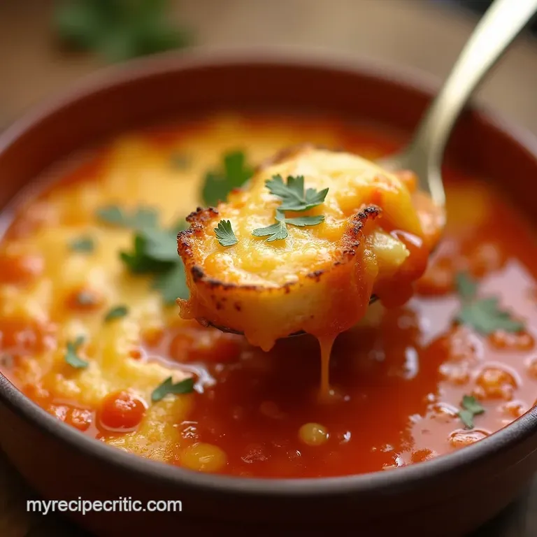 The Ultimate Comfort Caddy Sheet Pan Tomato Soup with Gruyère Grilled Cheese Croutons presentation