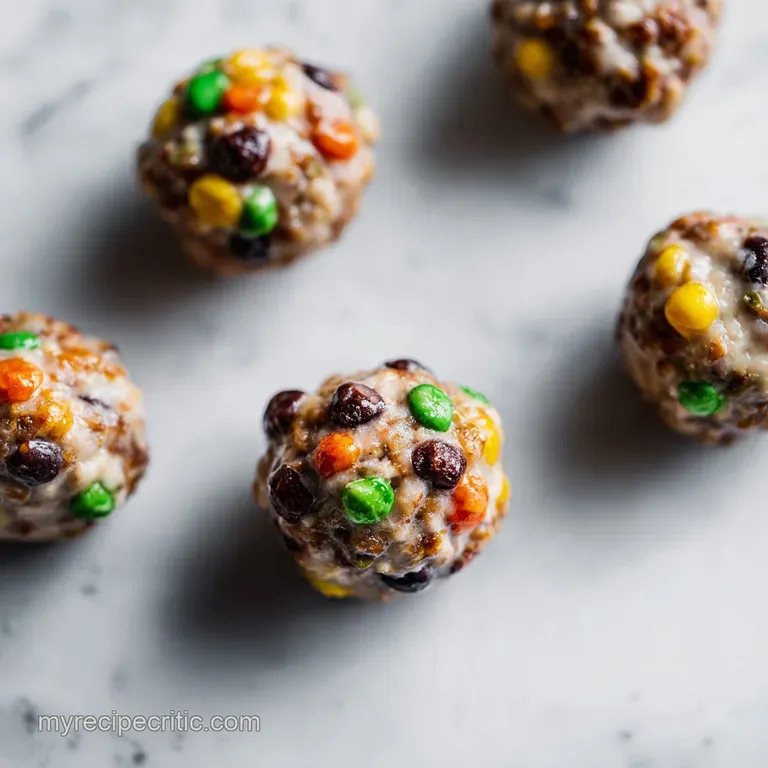 Three Salisbury steak meatballs smothered in glossy gravy, plated beside creamy mashed potatoes and bright green broccoli ...