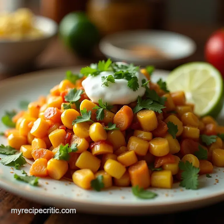 Sunshine Fiesta Salad Smoked Paprika Street Corn Salad with Tangy Lime Crema presentation