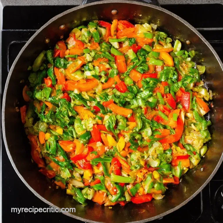 Speedy Onepot Rainbow Veggie Stirfry presentation