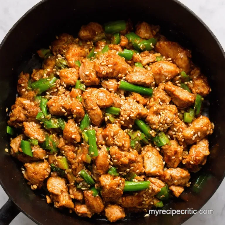 Speedy Sesame Ginger Ground Chicken Stir Fry presentation