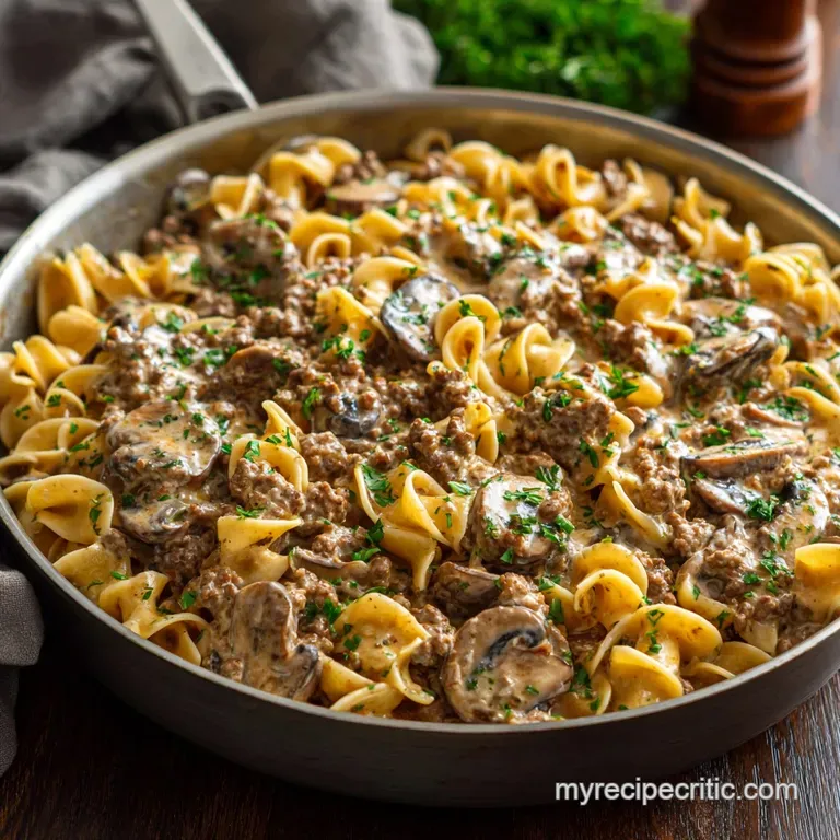 The Ultimate Weeknight Comfort Speedy Ground Beef Stroganoff presentation