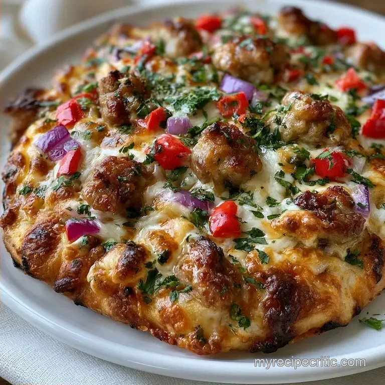 Spicy Italian Sausage Flatbread with Red Pepper