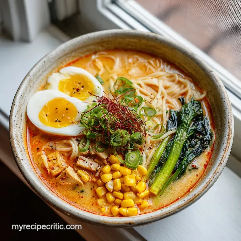 A meticulously arranged ramen bowl featuring tender noodles, glistening broth, and delicate garnishes.