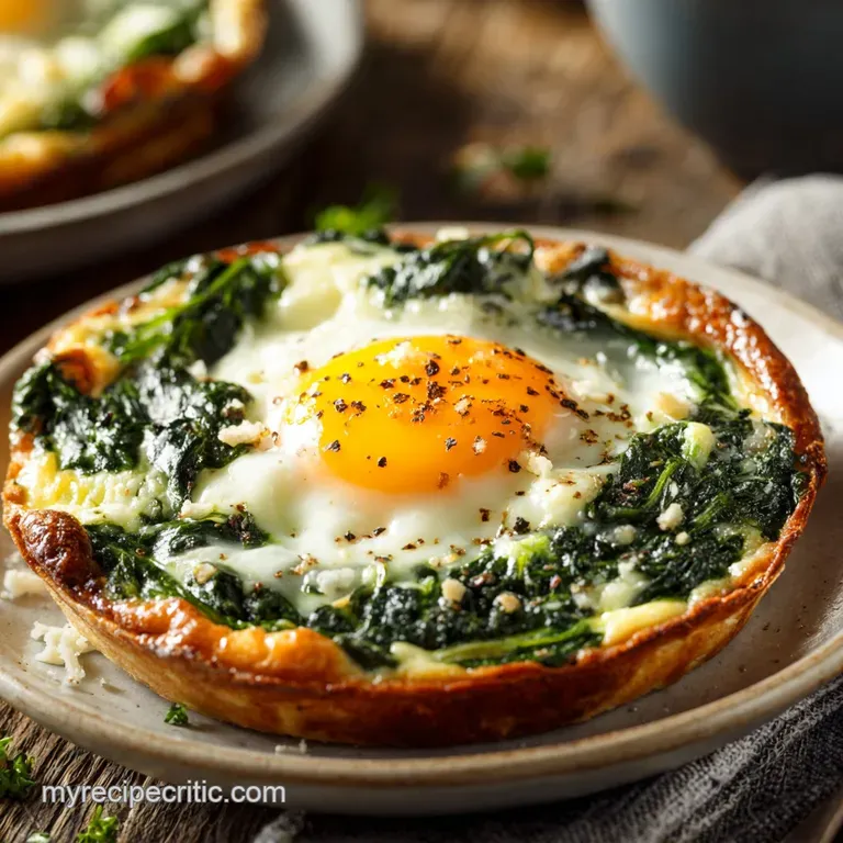 A slice of spinach egg bake reveals a fluffy interior. Melty cheese glistens, alongside colorful spinach in a casual, invi...