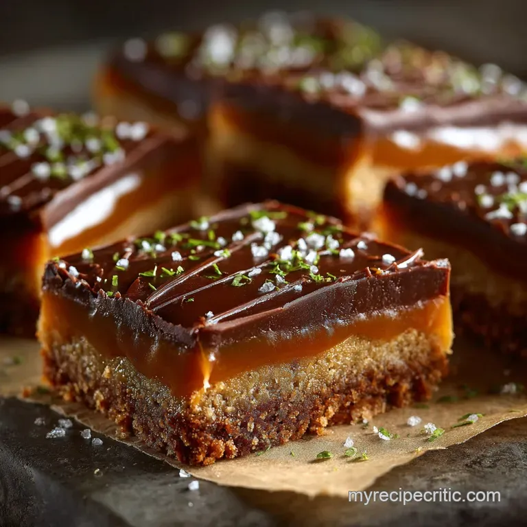 St Patricks Day Desserts: Sophisticated Stout Salted Caramel Bars presentation