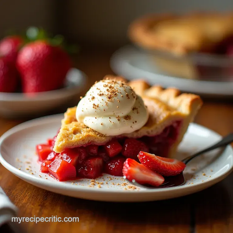 The Ultimate Strawberry Rhubarb Pie with Vanilla Cracked Black Pepper presentation