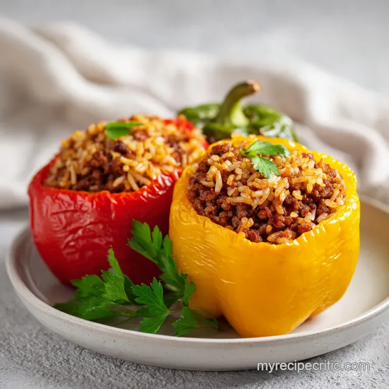 Stuffed Peppers with Rice and Tomato Sauce