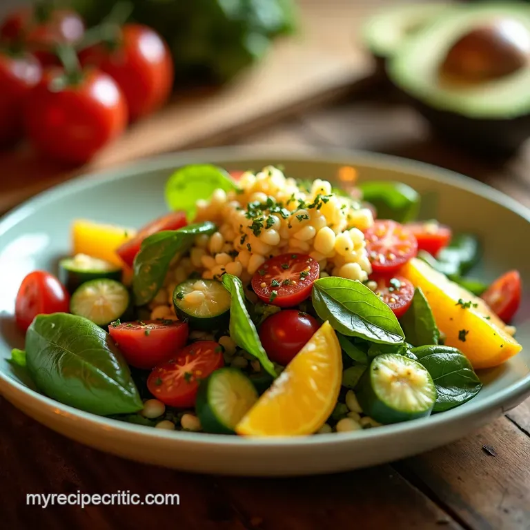 Summer Sunshine Salad with Lemonherb Vinaigrette presentation