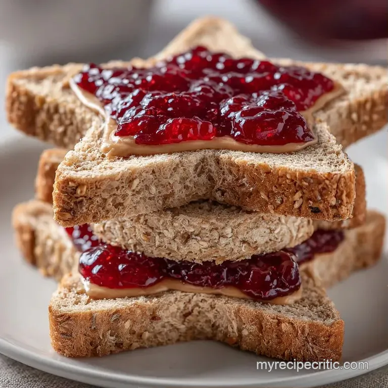A neat row of star-shaped sandwiches on a white ceramic platter, accented by fresh blueberries and a linen napkin.