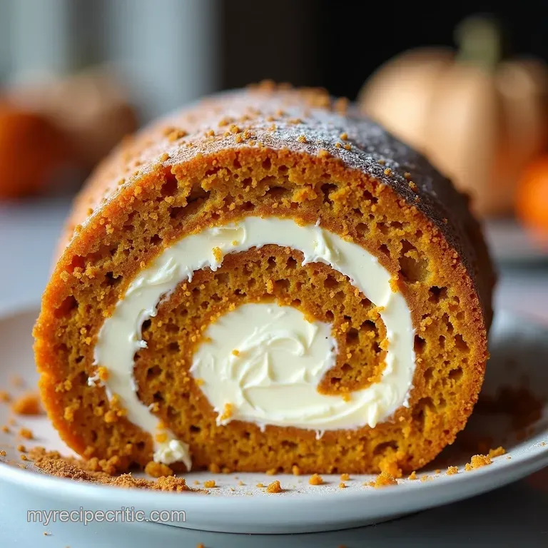 Fluffy Pumpkin Spice Roll Cake with Cream Cheese Filling