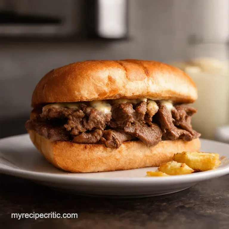 The Ultimate Philly Cheesesteak Sandwich presentation
