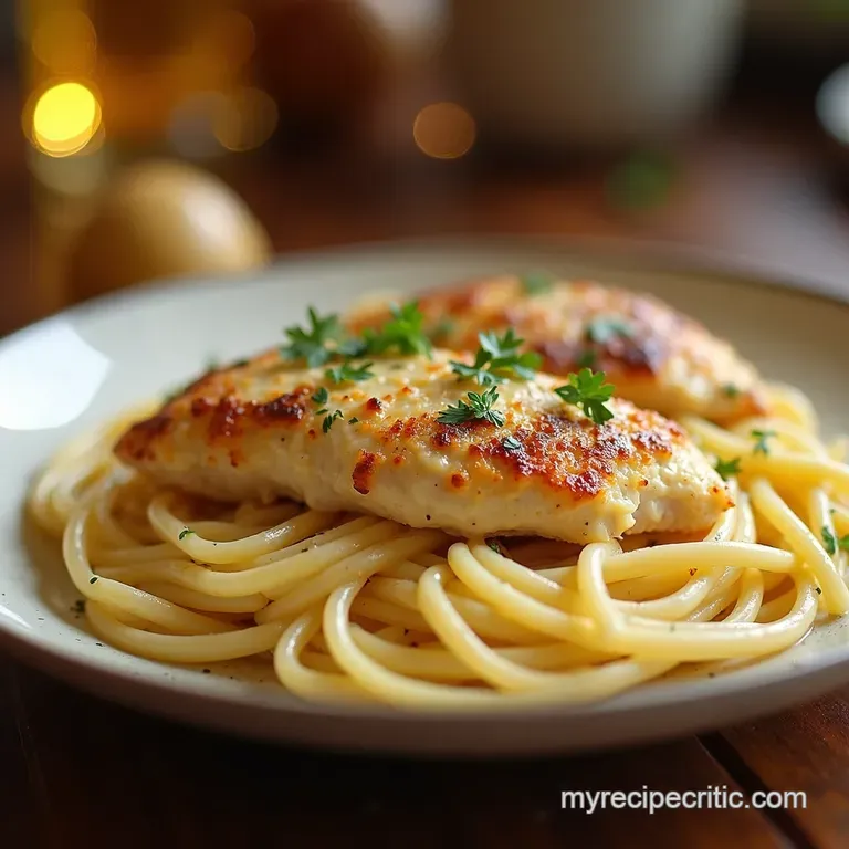 The Velvety Dream Classic Chicken Alfredo with Homemade Garlic Parmesan Sauce presentation