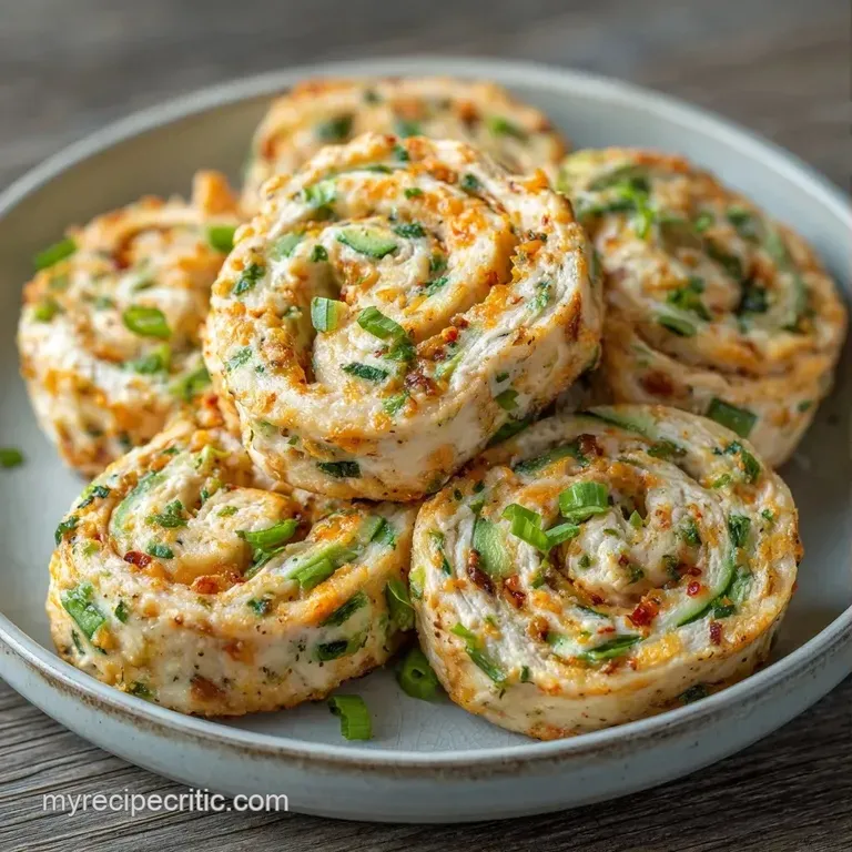 Neatly sliced rolls of pale pink meat and melted gold cheese garnished with fresh parsley on a minimalist white plate.