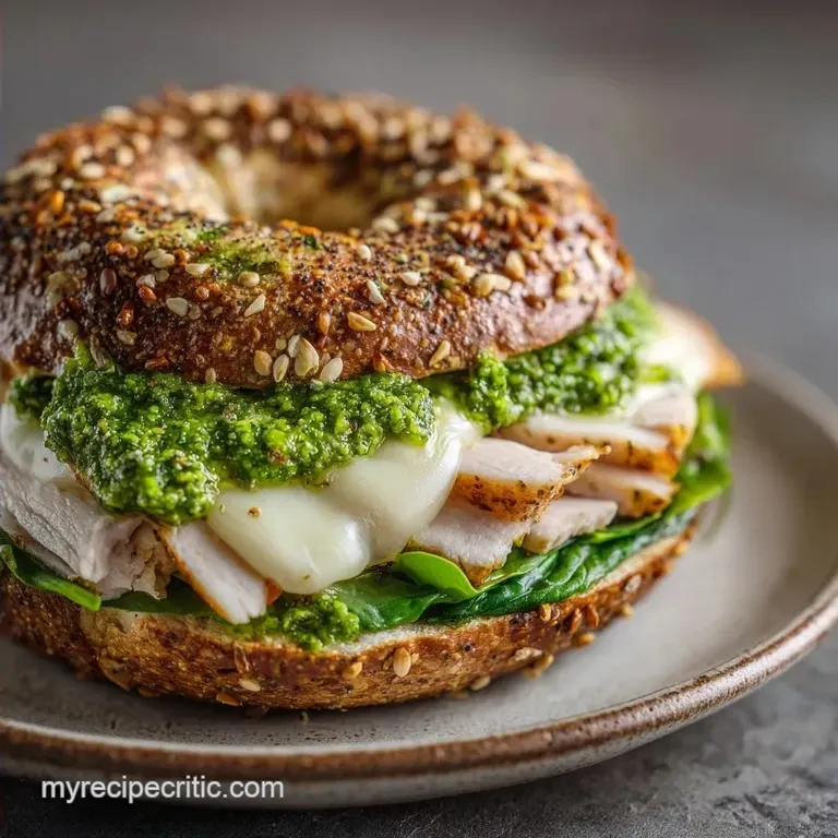 Turkey Pesto Bagel Sandwich: High-Protein