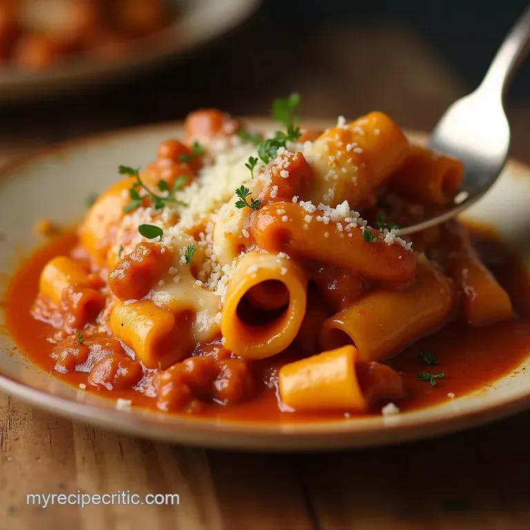 The Ultimate Sunday Gravy Baked Ziti Cheesy Meaty Comfort presentation
