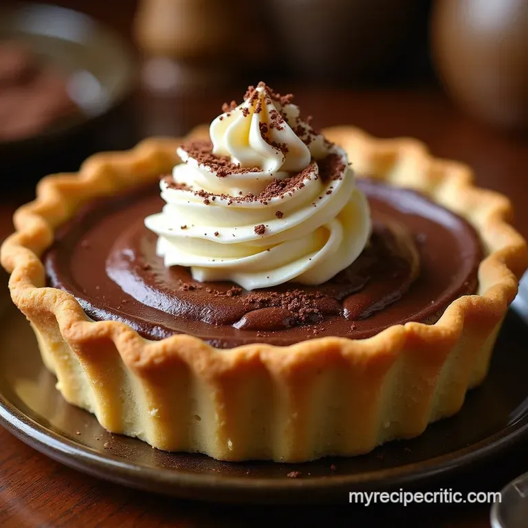 The Ultimate DeepDish Chocolate Silk Cream Pie with Pâte Brisée Crust presentation