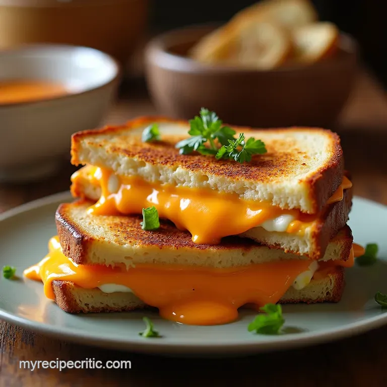 The Ultimate Comfort Duo Gruyère Grilled Cheese Silky Tomato Soup presentation