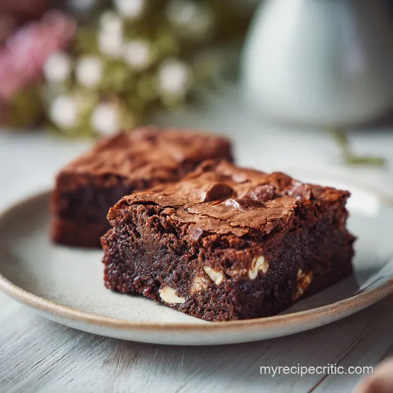 A slice of blondie topped with sea salt, showcased on a white plate. Chewy edges, gooey center, and a dusting of confectio...