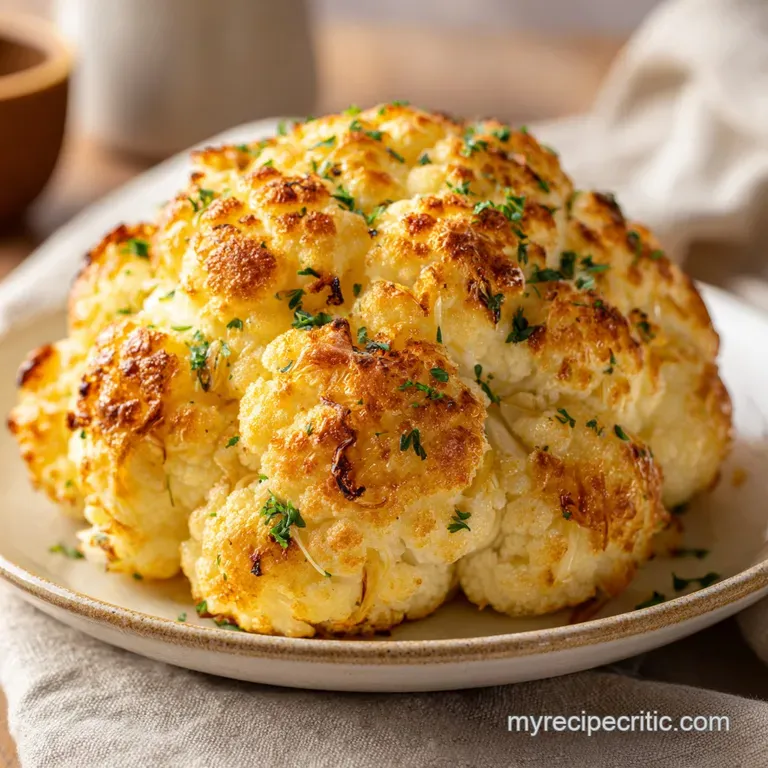 Whole Roasted Cauliflower: Tender and Caramelized