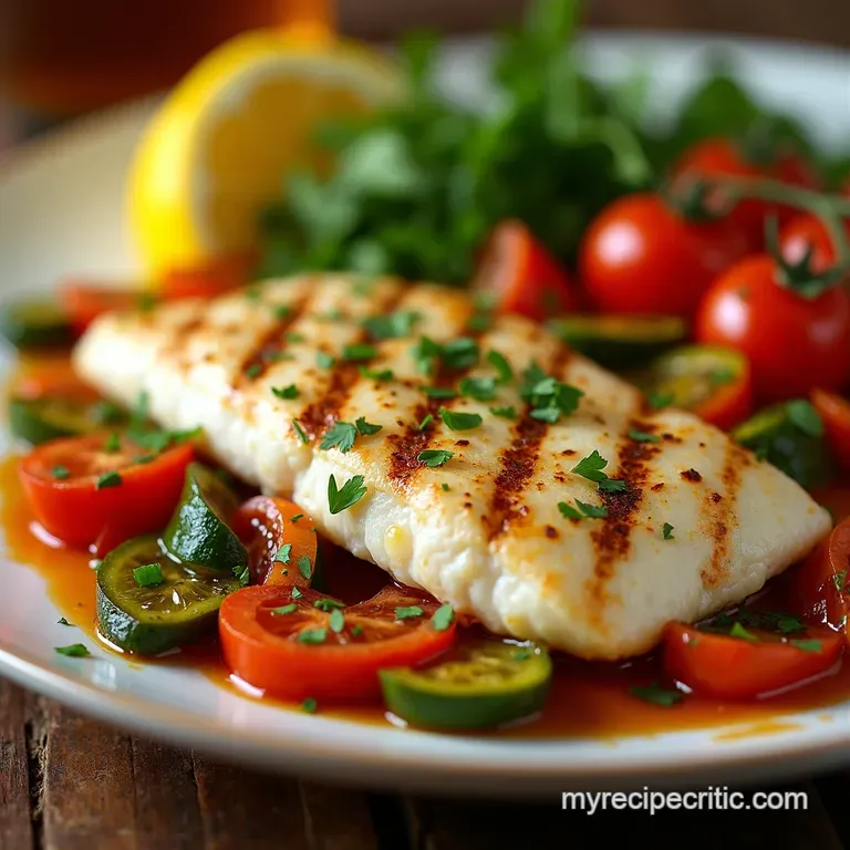 Zesty Grilled Tilapia with Mediterranean Veggies presentation