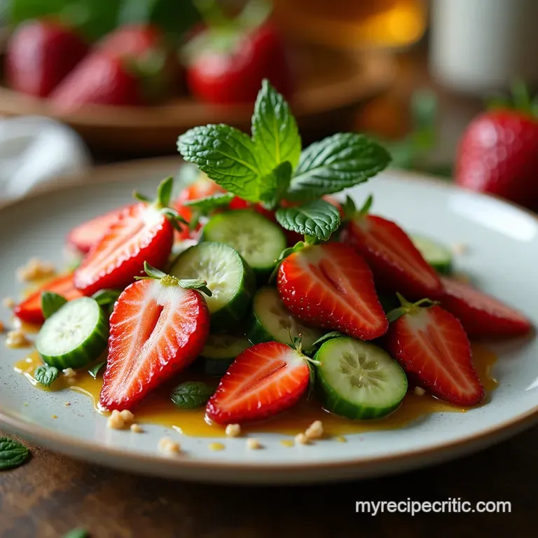 Strawberries Sunshine A Zesty Summer Salad with Crisp Cucumber and Mint presentation